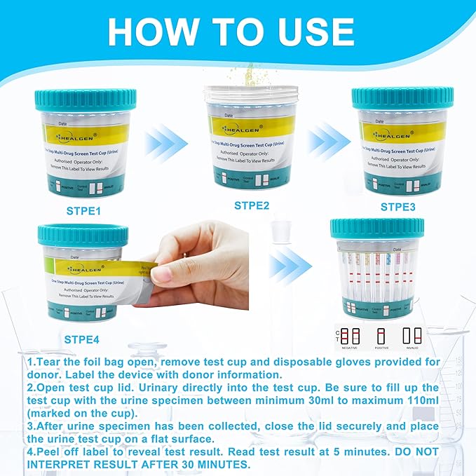 12 Panel Multi-Drug Urine Test Kit, Compact Cup for Home Rapid Test (MTD, MDMA, THC, BUP, BAR, BZO, MTD, AMP, MOR, OXY, COC, MET), 99% Accurate Results in 5 Minutes, 6PACK