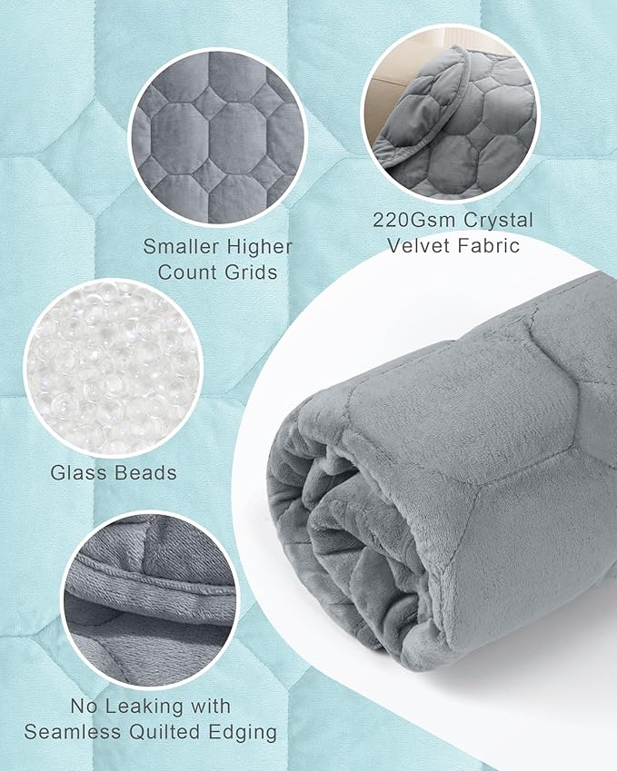 Cottonblue Weighted Lap Blanket Pad 5 lbs 36" x 48", Cozy Luxury Crystal Velvet Weighted Blanket for Adults, Small Weighted Blanket Throw All Season for Travel Relaxation Sleeping, Grey Heavy Blanket
