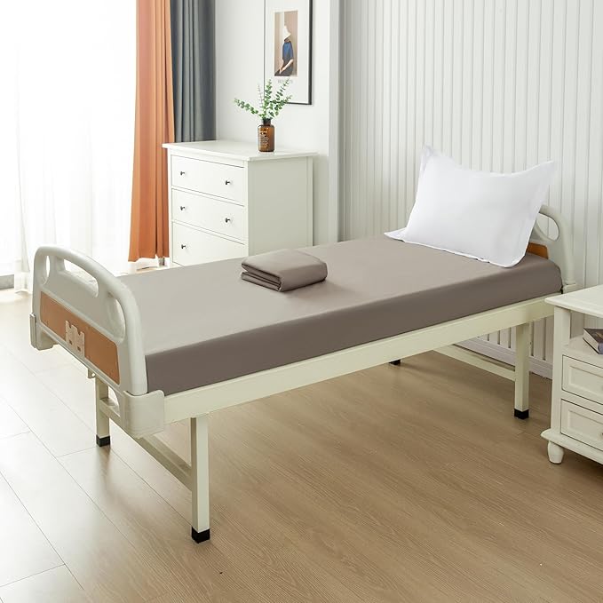 WenBags 2 Pack Waterproof Hospital Bed Sheets 36" x 84" x 16", Hospital Bed Fitted Sheets for Home & Hospital Care Beds, Soft Hospital Bed Sheets with Elastic All Around (Gray)