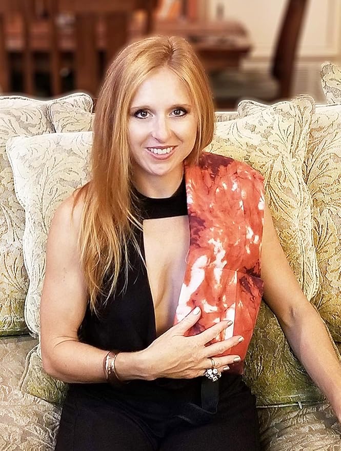 Heating Pad with Removable Pockets. Washable Cover. Microwave Heat Therapy for Back, Neck, Shoulders, Cramps. Pain and Stress Relief. Reusable Heated Wrap Corn Filled. (Sunset)
