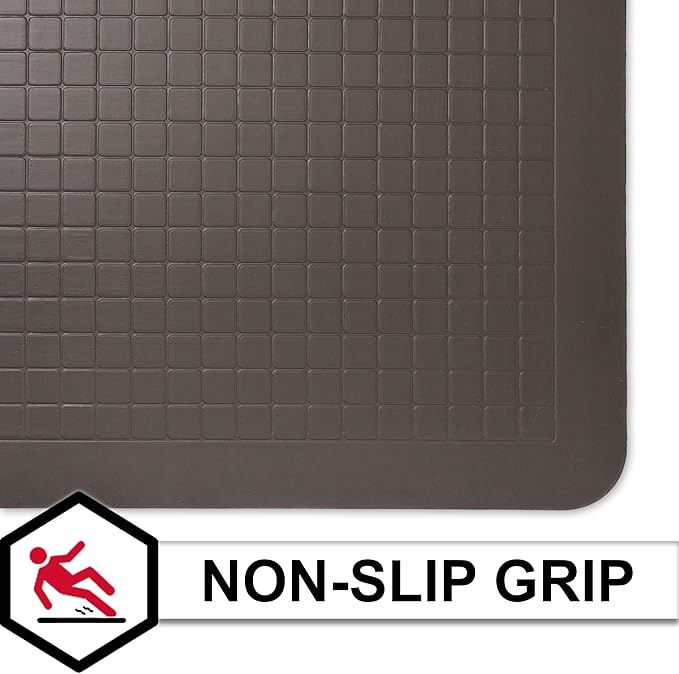 Tempur-Pedic Ultra Comfort Anti-Fatigue Lattice Pewter 1' 8" x 3' 6" Kitchen Floor Mat Cushioned Ergonomic Standing Desk Mat Waterproof Non-Skid Foam