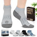 Diabetic Socks for Men,4 & 6 Pairs Low Cut Bamboo Viscose Wide Mens Diabetic Socks Size 9-11 10-13