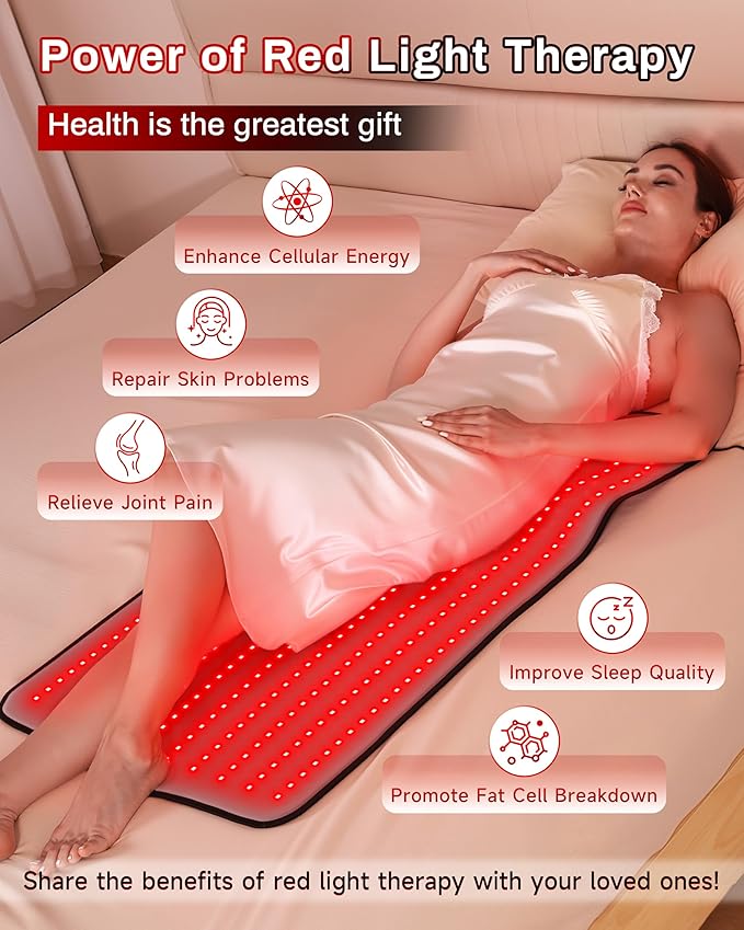 Medical-Grade TPU Red Light Therapy Mat for Body, Infrared Light Therapy with 660nm & 850nm LEDs, Light Therapy Blanket for Back & Joint Comfort, FSA&HSA Eligible, 400 LEDs, 38" x 23.6"
