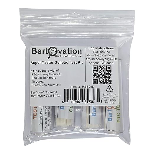 Bartovation Super Taster Test Genetics Lab Kit with Instructions, Phenylthiourea (PTC), Sodium Benzoate [Each Vial Includes 100 Paper Strips]