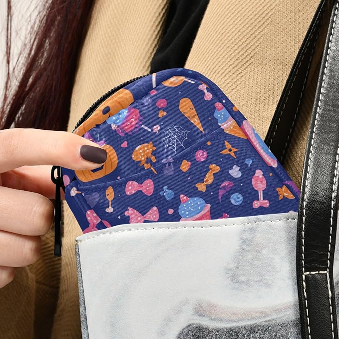 Candy Halloween Pumpkin Travel Pill Organizer Case Box Container Weekly Portable Vitamin Medicine Holder Storage Bag with Zipper Removable