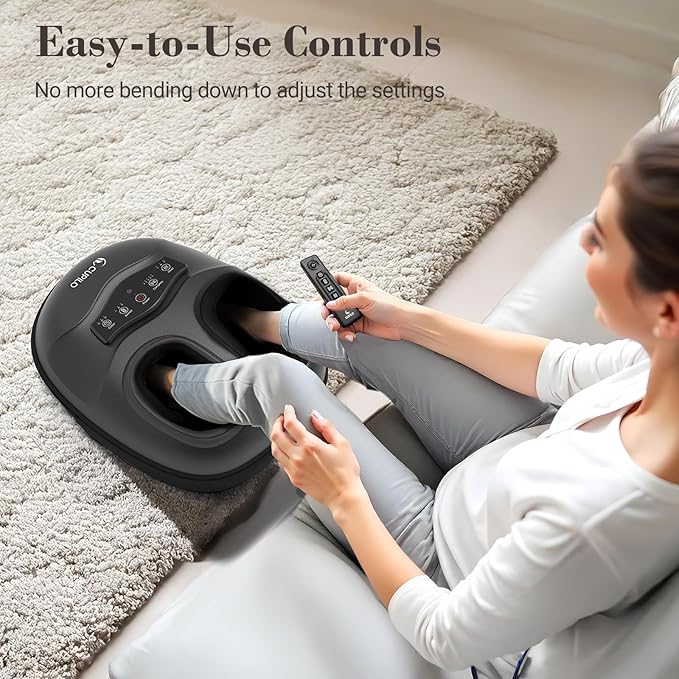 FSA Foot Massager with Heat and Remote - HSA Eligible, Feet Massager for Plantar Fasciitis & Neuropathy, Shiatsu Deep Kneading for Foot Pain Relief, Gifts for Women Mom