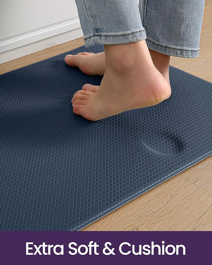 DEXI Kitchen Floor Mats Cushioned Anti Fatigue, 23x71, Large Wide Standing Runner Rug Waterproof, Comfort Memory Foam Padded for Front Sink Laundry, Navy