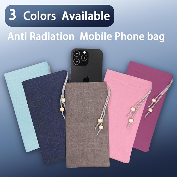 EMF Cell Phone Sleeve fo Phone Pouch, High-Shield EMF Blocking Pouch, 100% Silver Fibers forDigital Security, Signal Blocking, Anti-EMP Radiation Bag for Privacy Protection. (Navy-Blue)
