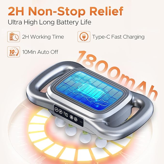 16 Head Massage Gun Deep Tissue - 2026 Upgrade 16-Drive Back Muscle Massager with Adjustable 9 Modes & 9 Levels, Quiet Percussion Massager for Legs, Waist, Back, Buttocks Muscles Pain Relief (Gray)