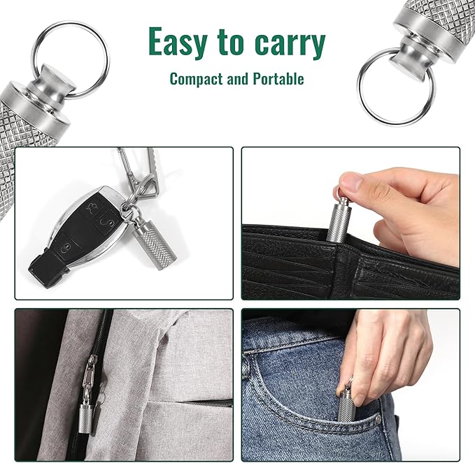 TISKY 2Pack Titanium Keychain Pill Holder Container,Waterproof Portable Pill Box Case for Purse or Pocket, Pill Fob Medicine Organizer for Outdoor Travel