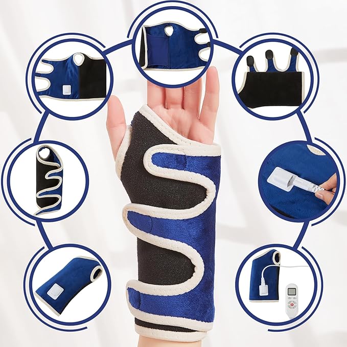 CAMECO Heating Pad for Wrist Pain Relief, Heated Wrist Wrap for Carpal Tunnel, 10-90Min Timer