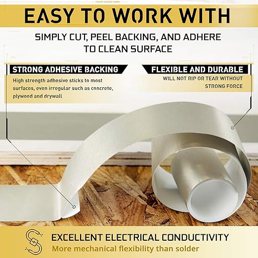 Mission Darkness TitanRF Faraday Tape // 10in W x 10ft L (25.4cm x 3.05m) High-Shielding Conductive Adhesive Tape Roll Used to Connect TitanRF Fabric Sheets or Seal RF Enclosures
