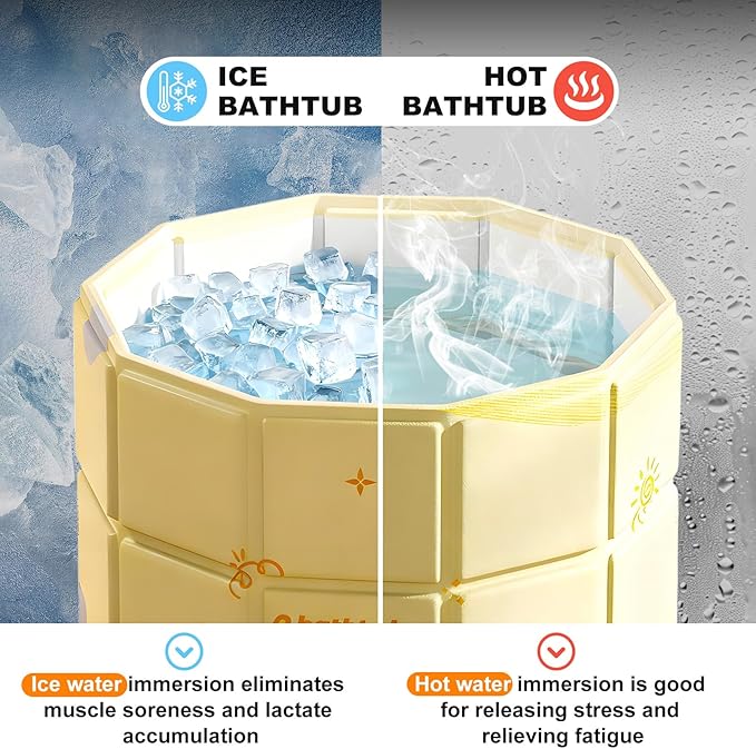 Portable Bathtub for Adult 29.5"x31.5" Collapsible Cold Plunge Bathtub Foldable No Installation Ice Bath Tub for Shower Stall, Bathroom Hot SPA Soaking Standing Tub
