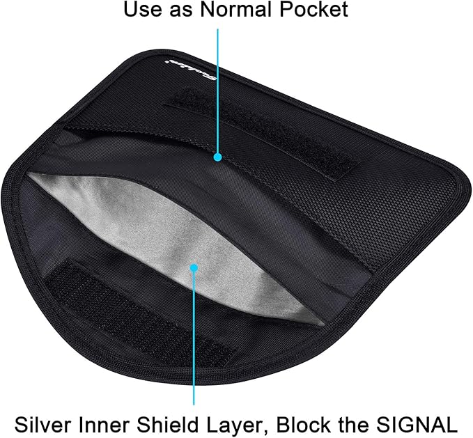 Signal Blocking Bag, Techion 2 Pack RFID Faraday Bag Shield Pouch Cage Box Wallet Case for Cell Phone and Car Key FOB, Privacy Protection, Anti-Hacking - Black