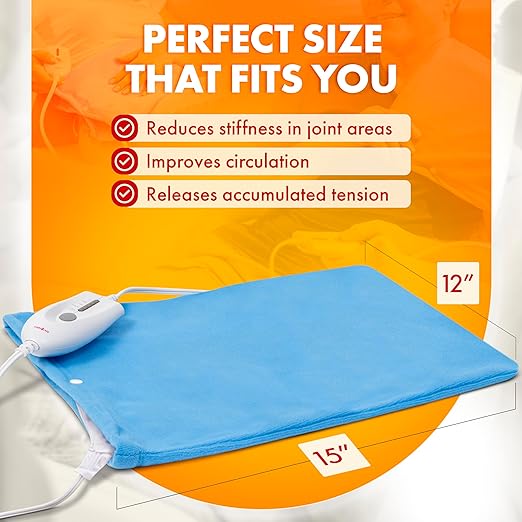 TheraCare Electric Heating Pad | Dry Heat Therapy | 4 Adjustable Heat Settings | 12" x 15" | Comfortable, Soft & Durable