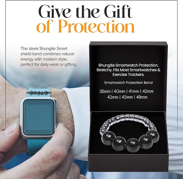 Shungite Smart Watch Band Bling Decor Charm | Compatible with Apple iWatch Galaxy Oculus | 38mm 40mm 41mm 42mm 44mm 45mm 49mm | Smartwatch Protection
