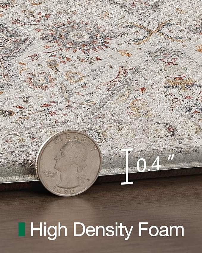LUMI Kitchen Mat Anti Fatigue Cushioned, Memory Foam Padded Standing Rug Washable, Non Slip Comfort Floor Runner for Home, Sink, Laundry, Office, 17"x59", Creamy White