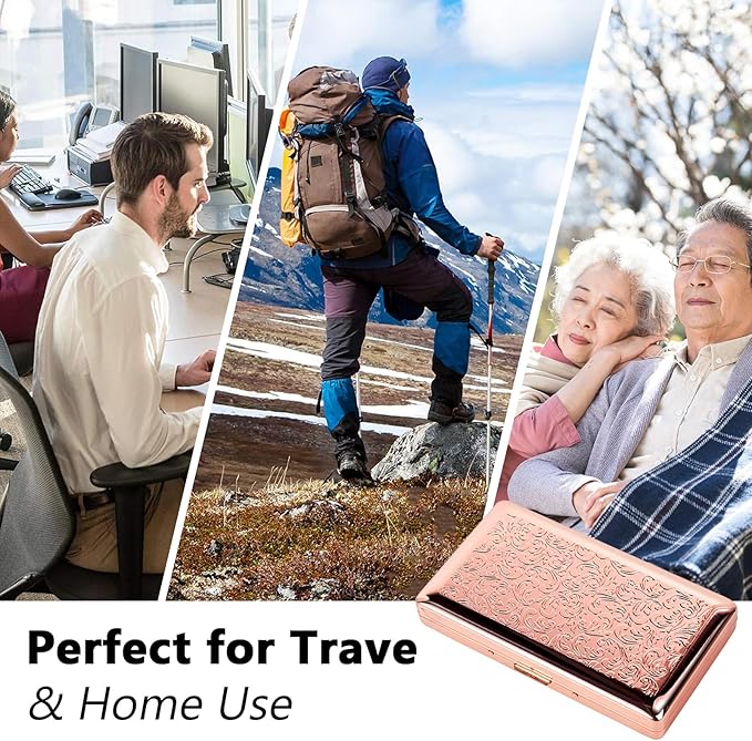 Portable 7-Day Metal Pill Case, Featuring 8 Compartments—Perfect for Travel. BPA-Free. (L-Pink, Large)