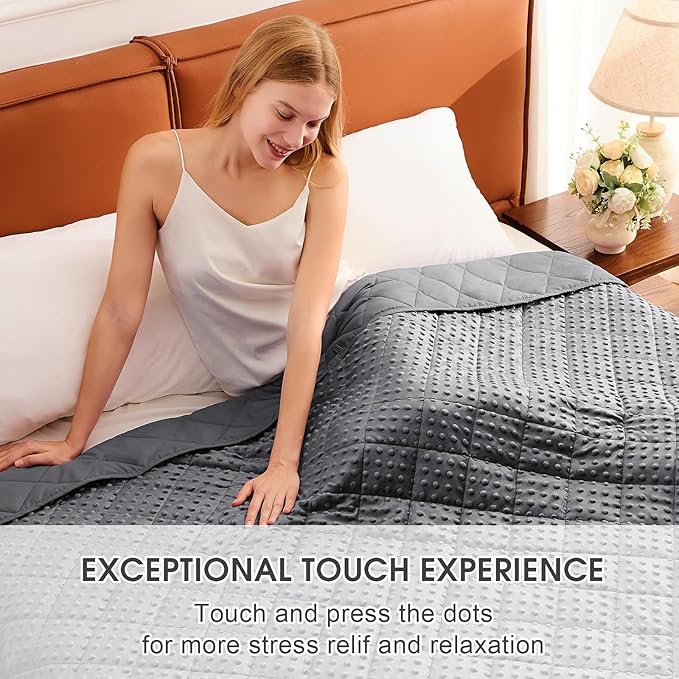 Grey Weighted Blanket for Adults 15lbs, 48"x72", Twin Full Size Cooling Minky Heavy Throw Blanket for 120-160lbs, Soft Winter Thick Big Blankets Weighted Comforter Gift for Sleeping