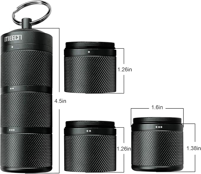 Three Layer Large Pill Organizer, Aluminium, Metal Dispensers, Waterproof, Can Store Pills Anything Sizes, Vitamins, Cod Liver Oil, Supplements and Medication (Black)