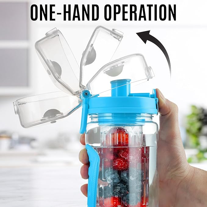 Zulay Fruit Infuser Water Bottle - 34oz - Leakproof With Full-Length Infusion Rod - Men Women's Ideal Fitness Gift Or For Gym, Camping