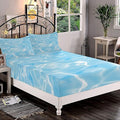 Decorative Fitted Sheet Set Queen Size, Aqua Deep Pockets Fitted Sheet & 2 Pillow Sham Set(No Flat Sheet), Swimming Pool Ocean Sea Surface Sun Reflection Geometric Printed Microfiber Bedding 3pc Set