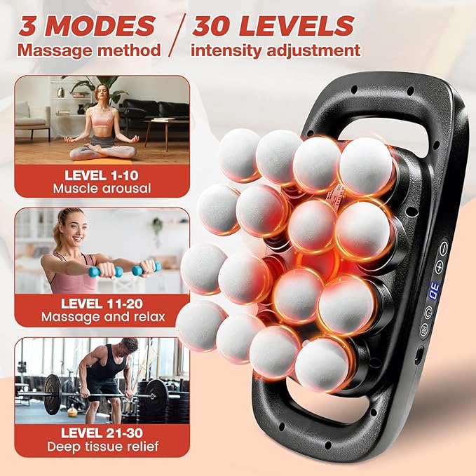 16 Head Massage Deep Tissue Massager Gun 2600mAh Massage Gun Deep Tissue with Type-C Fast Charging 3 Massage Modes & 30 Intensities Suitable for Muscle Soreness in The Waist, Shoulders,Neck After Work