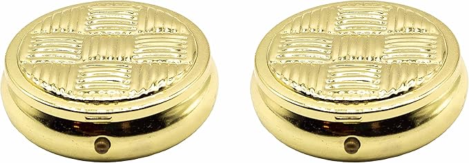 Set of 2 Circular Embossed Triple-Compartment Pocket Purse Pill Box & Organizer (Gold Weave)