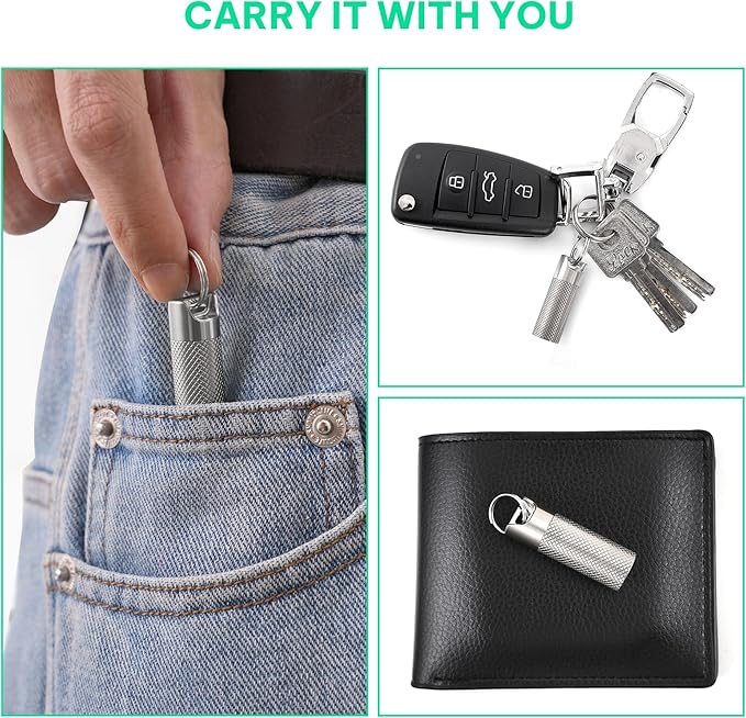 TISKY Portable Titanium Keychain Pill Holder(2pack), Pill Key Chain Container Waterproof,Pill Case Small Mini for Travel, Pill Box Container,Pill Bottles for Pocket Outdoor Camping