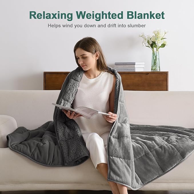 Lofus Weighted Blanket for Adults(15 lbs, 60" x 80"), Queen Size Heavy Blanket Machine Washable, Soft Weighted Blankets for Stress Relief and Sleep Promotion-Grey