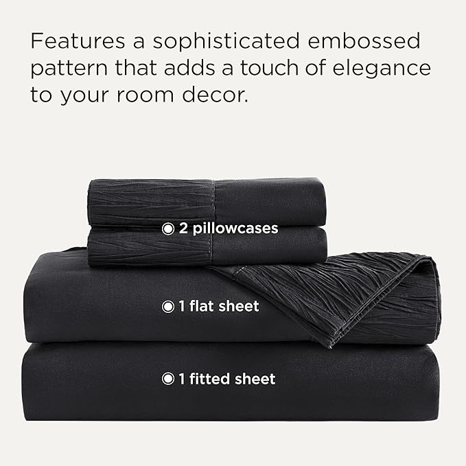 Bedsure King Size Sheets Set - 4 Pieces Soft King Sheets - Breathable & Cooling - Hotel Luxury - Easy Care Polyester Microfiber Bedding for Women, Men, Black