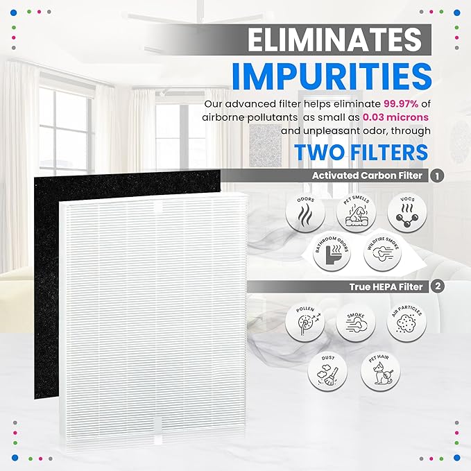 Bagean C545 HEPA Filter S Compatible with Winix Air Purifier Filter Replacement 1712-0096-00 - Certified H13 True HEPA with Activated Carbon Filters 99.97% Particles and Purifies Air (1-Set)