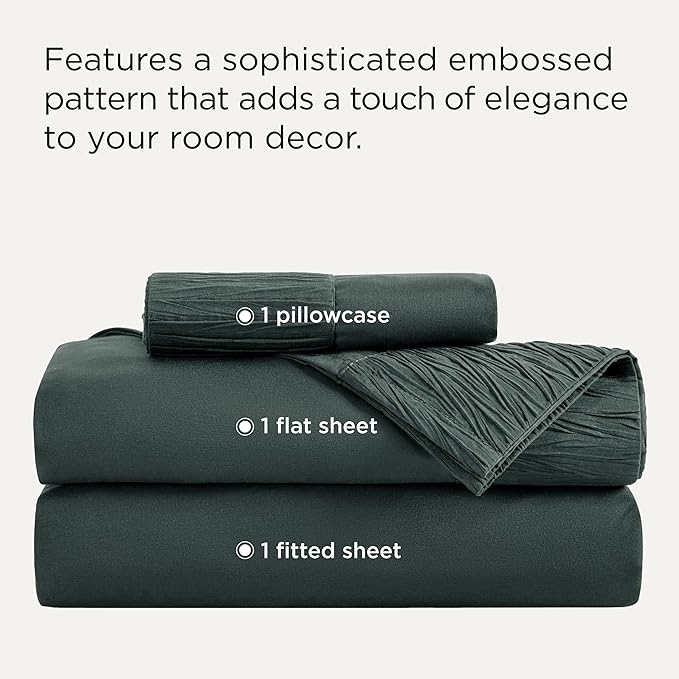 Bedsure Twin Sheets Set - 3 Pieces Soft Twin Bed Sheets - Breathable & Cooling - Hotel Luxury - Easy Care Polyester Microfiber Bedding for Women, Men, Forest Green