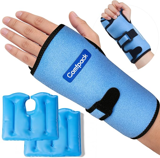 Wrist Ice Pack Wrap Wrist Brace Compression Sleeve for Carpal Tunnel Relief, 2 Gel Ice Packs for Injuries Reusable, Hot Cold Therapy for Sprain, Hand Surgery, Gifts for Men Women