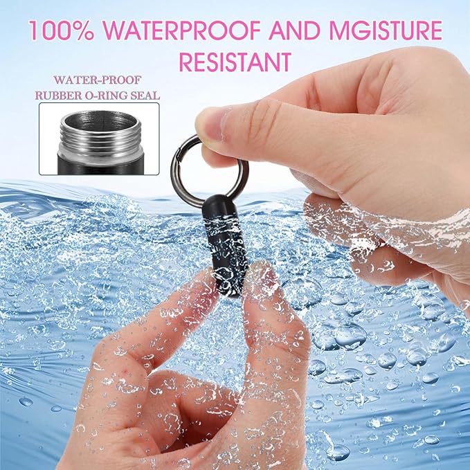 2 PCS Micro Keychain Pill Holder Small Pill Case Waterproof Medicine Organizer Tiny Pills Holder Bottle Portable Container with Keyring for Travel Outdoor Purse Pocket