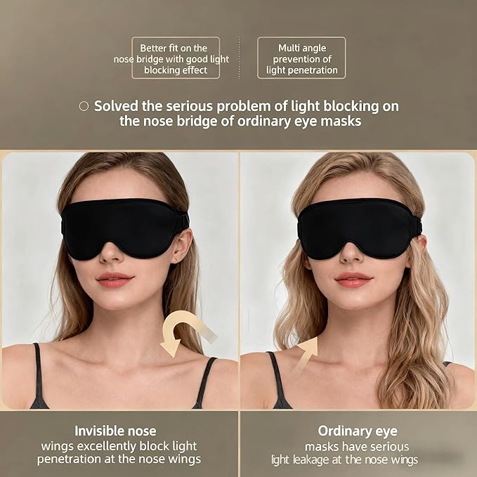 YA Ming 3D Eye Masks for Sleep with Nose Bridge,Sleep Mask for Sleeping, Adjustable Memory Foam Eye Mask for Travel, Sleeping Mask for Airplane Flight Essentials Gadgets