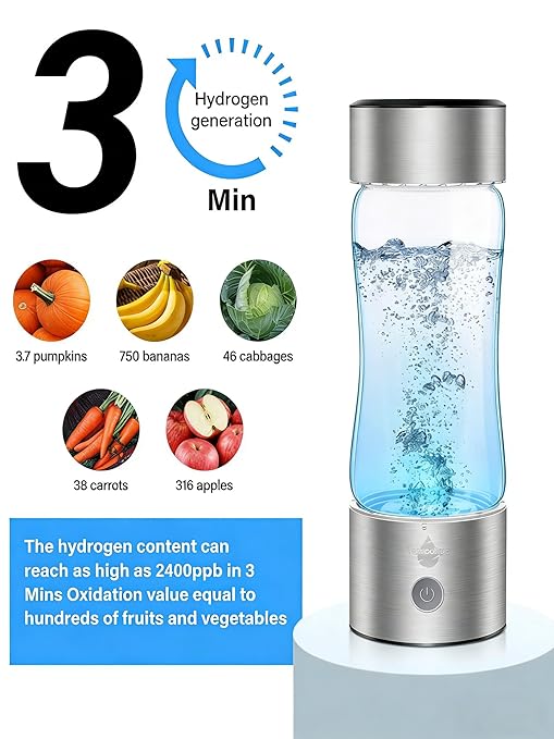 2026 Upgraded Hydrogen Water Bottle, 2400 Hydrogen Water Bottle Generator, Hydroh Hydrogen Water Machine Improve Water in 3 Mins for Home, Office, Travel, Daily Drinking
