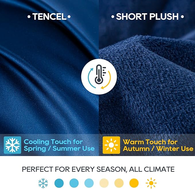 King Size Weighted Blanket 45lb(88''x104'', Dual-Sided), Cozy Warm Velvet & Cooling Tencel Fabric Reversible King Weighted Blanket for Adults & Couples All Season Use - Carry Bag Included, Navy Blue