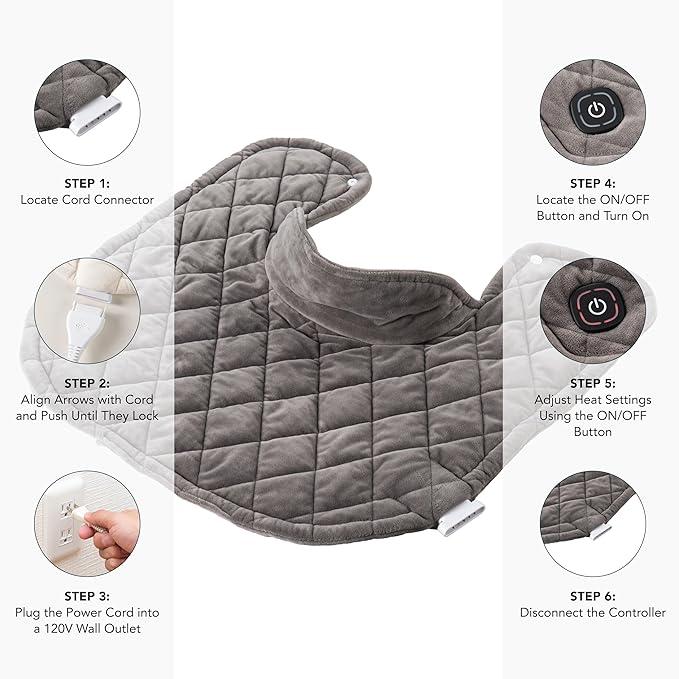 Berkshire Weighted Heating Pad – Faux Suede Fleece Electric Heat Pad for Neck, Shoulder & Back Pain Relief, 4 Heat Settings, Auto Shut-Off, Therapeutic Warmth, Charcoal Grey, 23" x 15.3"