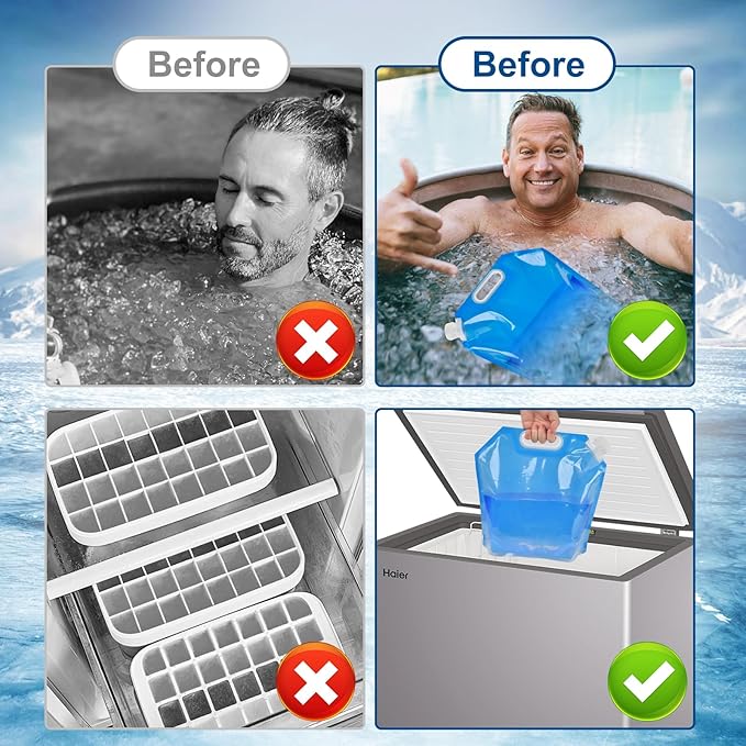 4 PCS Ice Bath Bags, Reusable Bathtub Freezer Water Bag, 5L+10L Cold Plunge Tub Accessories, Ice Baths at Home, Muscle Recovery for Athletes, Portable Ice Barrel Cold Therapy