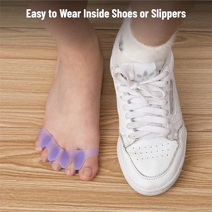 Dr. JK- ToePal Gel Toe Separators, 2 Pairs, Purple Bunion Toe Spacers, Toe Straightener, Toe Stretcher, Toe Corrector for Women and Men, Bunion Corrector, Silicone Toe Spacer