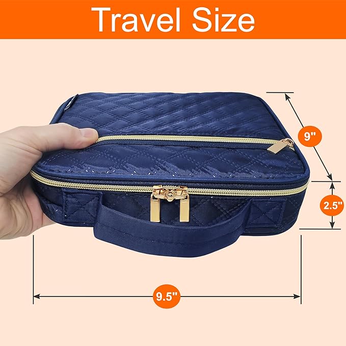 Medium Pill Bottle Organizer, Medicine Bag, Case, Carrier for Medications, Vitamins, and Medical Supplies - Travel Medicine Organizer Home Storage Med Bag - Ultrasonic Navy (Without Lock)
