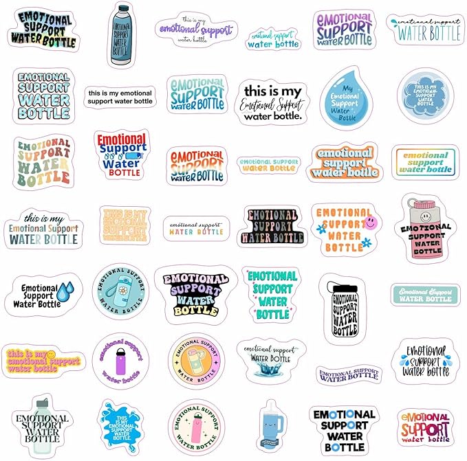 BulbaCraft Emotional Support Water Bottle Stickers, Emotional Support Water Bottle Gifts, Gifts for Women & Men