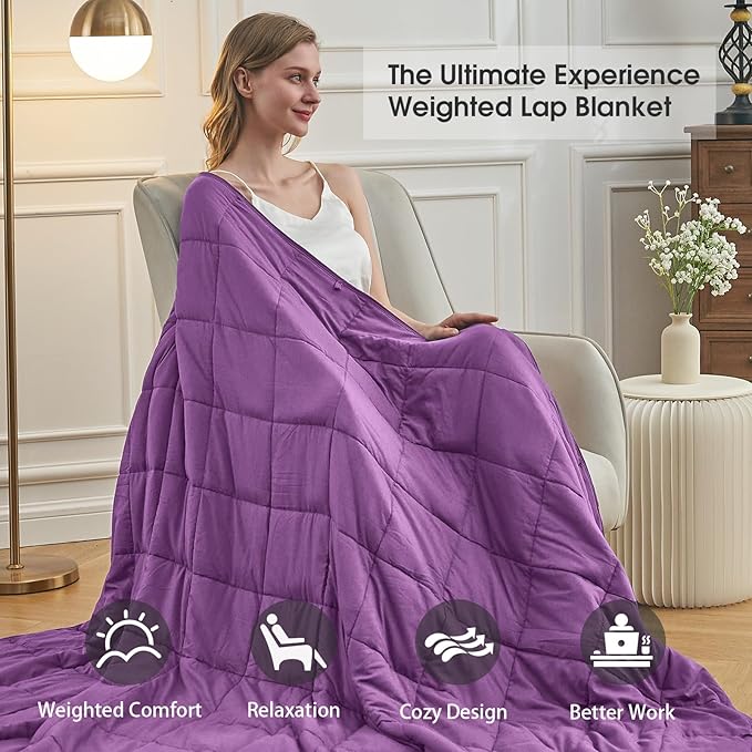 Purple Weighted Blanket for Adults 12lbs, 60"x80", Queen Size Cooling Heavy Throw Blanket for 110-130lbs, Microfiber Soft Thick Big Blankets Weighted Comforter Gifts for Sleeping