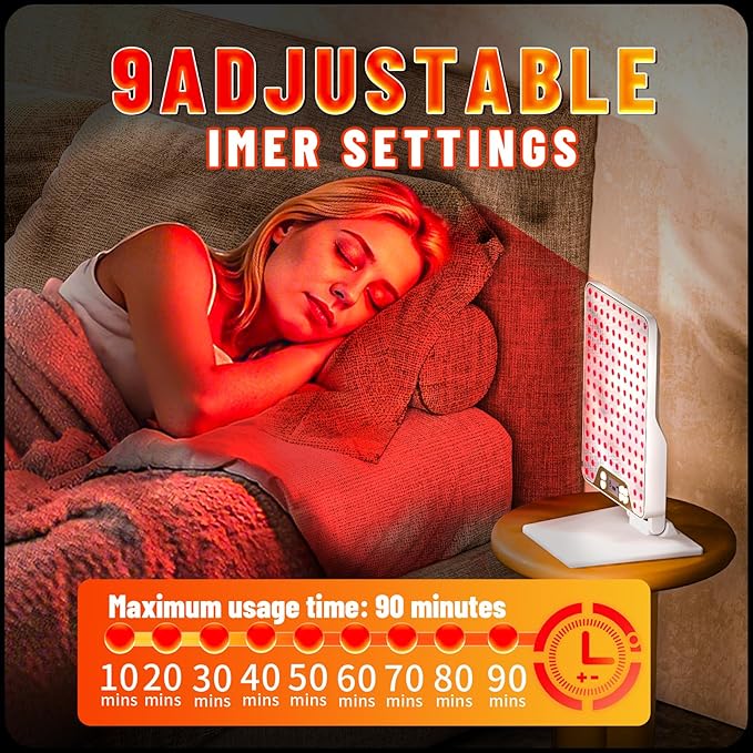 Red Light Therapy Device,Portable LED Red Infrared Light Device with 630nm, 660nm & 850nm Combination Light for Face and Body, 9 Adjustable Timer Settings, Adjustable Angle, Includes Goggles,White