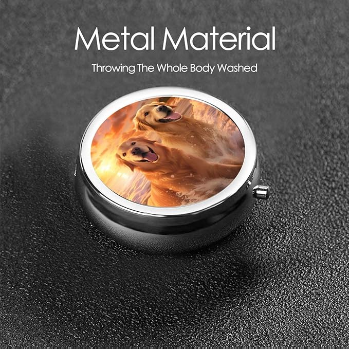 Dog Pill Box 3 Compartment Pill Case, Portable Medicine Pill Organizer for Pocket Purse Pill Box Decorative Metal Medicine Vitamin Organizer