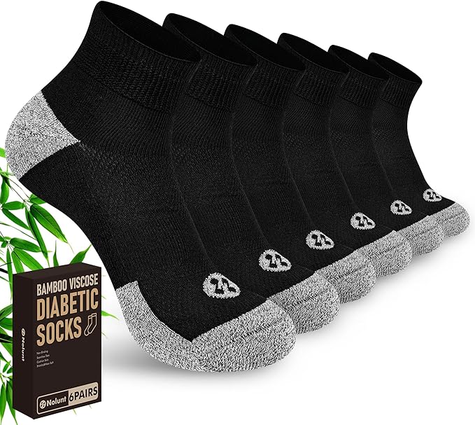 Diabetic Socks for Men,6 Pairs Ankle Mens Diabetic Socks,Diabetic Neuropathy Socks for Men Size 9-11/10-13/13-15.