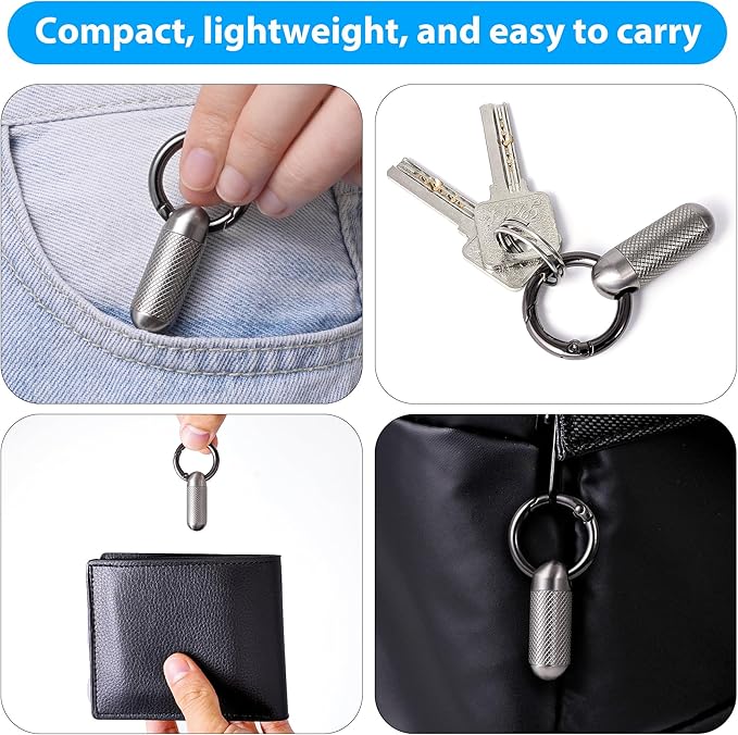 Titanium Keychain Pill Holder,Portable Mini Pill Case, Waterproof Small Pill Container,Mental Pocket Pill Case for Travel Purse