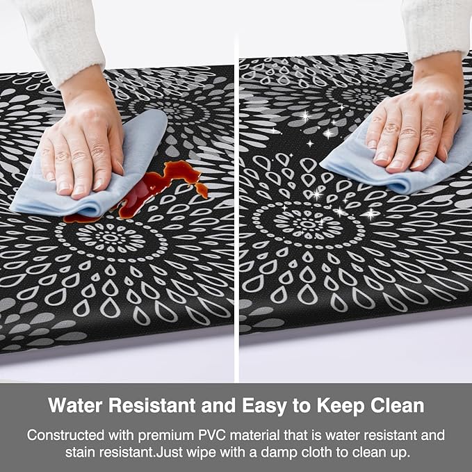 LuxStep Kitchen Mat Cushioned Rugs Anti-Fatigue Mats for Kitchen Floor,Waterproof Non-Slip Mats and Rugs Set for Office,Floor,Laundry 17.3"×30"+17.3"×59",Black