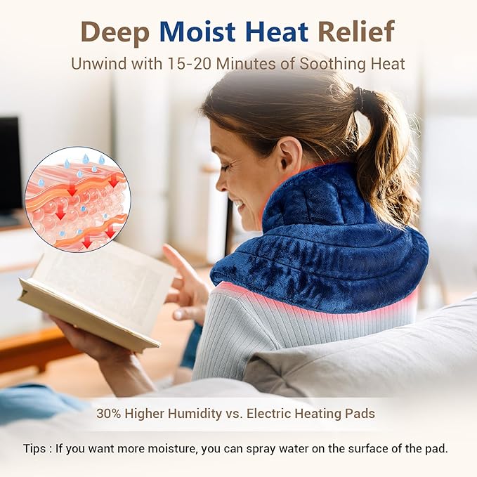 Comfytemp Neck Shoulder Heating Pad Microwavable for Pain Relief, FSA Eligible HSA, Weighted Heated Neck Wrap Warmer, Microwave Moist Heating Pads, Warm Compress, Comfort Items for Women Seniors